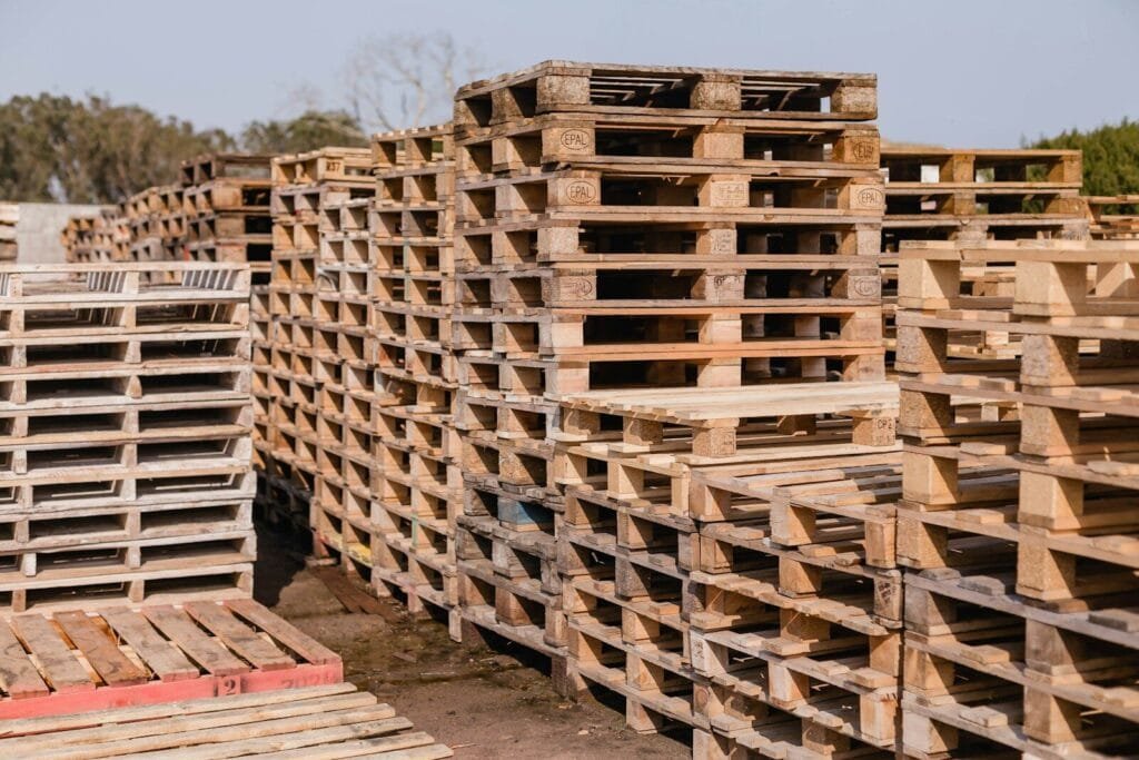 a large stack of wood