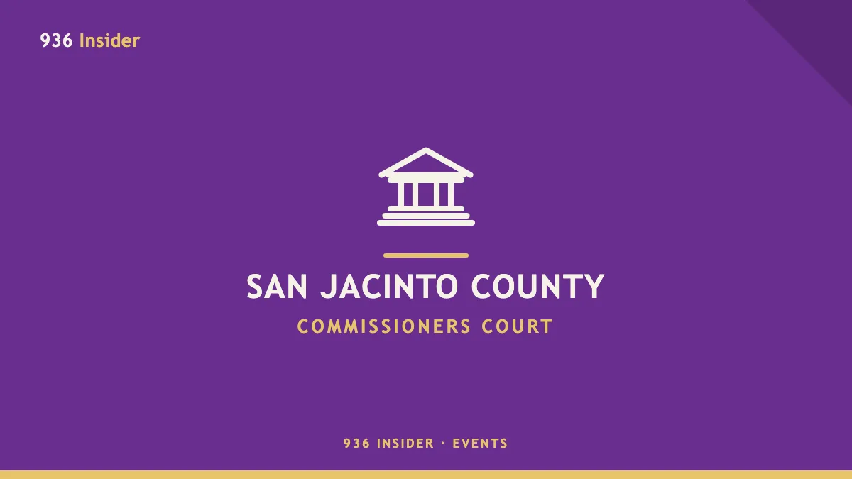San Jacinto County Commissioners Court meeting banner