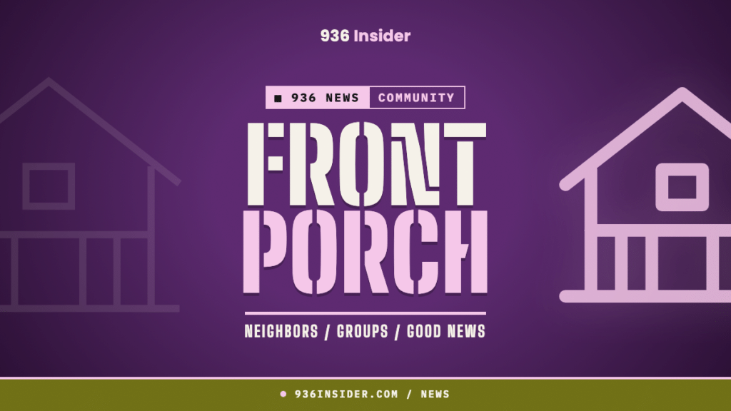 936 Insider news banner reading Front Porch, neighbors groups and good news